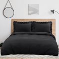 thumbnail image 7 of PiccoCasa Soft Microfiber 3 Pieces Queen Seersucker Adult Duvet Cover Set Black, 7 of 7