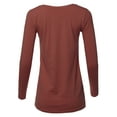 thumbnail image 3 of A2Y Women's Basic Solid Soft Cotton Long Sleeve V-neck Top T-shirt Fired Brick M, 3 of 3