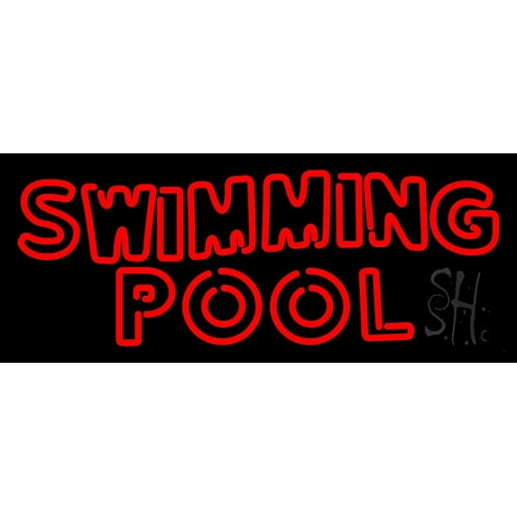 Swimming Pool LED Neon Sign 13 x 32 - inches, Clear Edge Cut Acrylic Backing, with Dimmer - Bright and Premium built indoor LED Neon Sign for Bar decor.
