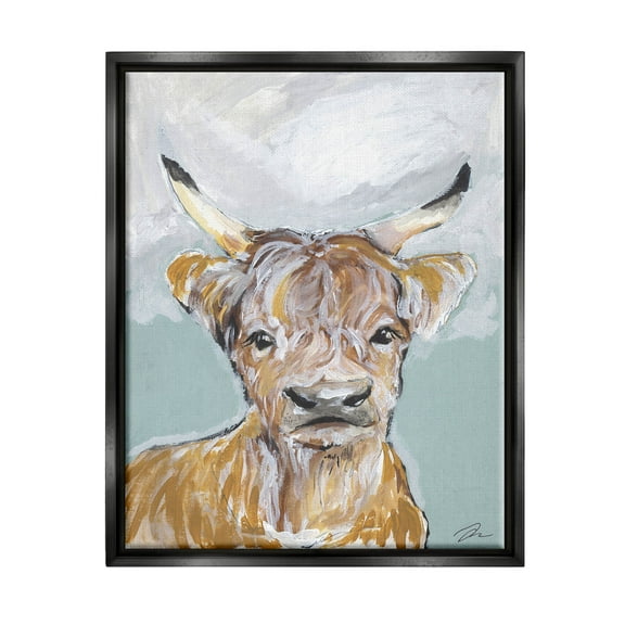 Stupell Industries Rural Farm Cattle Brushed Painting Painting Jet Black Floating Framed Canvas Print Wall Art, Design by Jessica Mingo