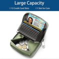 thumbnail image 2 of Light GreenGenuine Leather Women Wallet, Ladies Zipper Coin Purse, Female Card Holder with RFID Blocking, 2 of 5