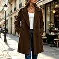 thumbnail image 6 of Ghalytn Women's Mid Long Wool Blend Coat Notched Lapel Long Sleeve Overcoat with Pockets, 6 of 6