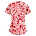 thumbnail image 2 of Valentines Day Womens Nurse Uniforms Summer Love Heart Printed V Neck Breathable Workwear Shirt Short Sleeve Professionals Soft Stretch Scrub Tops with Pockets red Small, 2 of 4