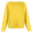 thumbnail image 4 of LIIPEE Women Hoodless Warm Solid Color Long Sleeve Round Neck Casual Athletic Pullover Tops With Pocket Woman Comfort Holiday Party Photoshoot Sweatshirts,Yellow,S, 4 of 4