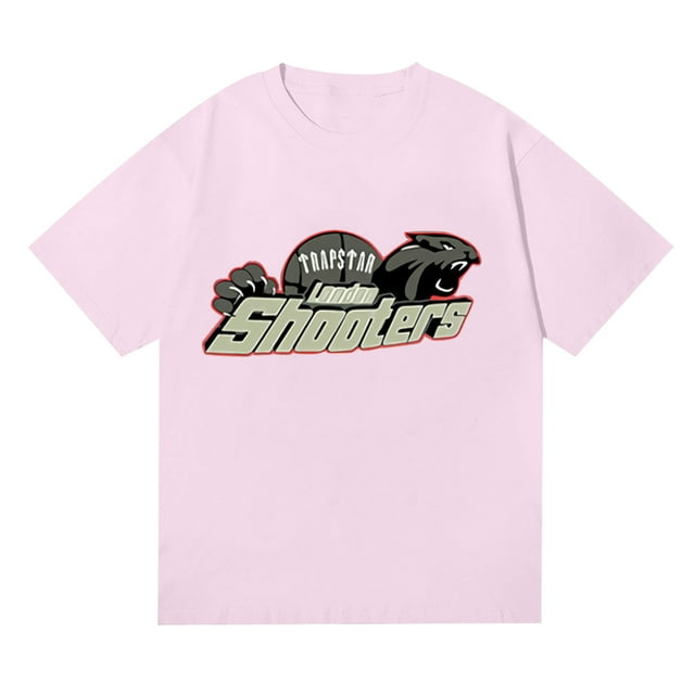 T-shirts pour Hommes Trapstar Imprimé T-Shirt pour Hommes Décontracté Graphique Junior Garçons Manches Courtes Tee-Shirt Original Col Rond (Rose, P)
