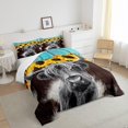 thumbnail image 4 of Highland Cow Bedding Sets Twin Brown Cow Print Comforter 3D Sunflowers Quilt Funny Farmhouse Animal Duvet Set Retro Woodren Board Backdrop Down Comforter,Black Brown Blue, 4 of 5