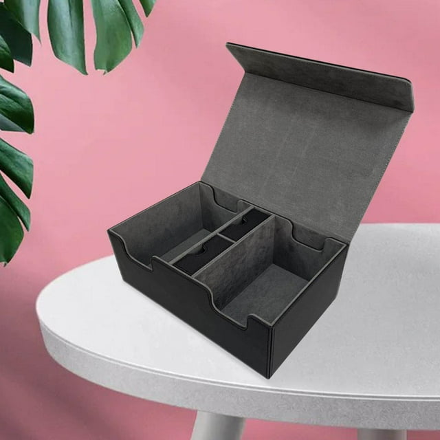 Maoww Boîte de Rangement pour Cartes de Jeu à Double Compartiments Usages Multiples Noir Gris