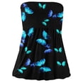 thumbnail image 4 of Strapless Bandeau Top Summer Dressy Tanks Tops Women's Clothes Women Smocked Tube Tops Strapless Bandeau Pleated Printed Sleeveless Slim Fit Dressy Tank Blue Butterfly XL ANGGREK Otros, 4 of 6