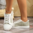 thumbnail image 3 of HEWUQI Tennis Shoes Womens Wide Round Toe Leather Knitted Slip on Elegant Walking Sneakers Cute Tennis Non Slip Work Footwear Green Size 9, 3 of 7