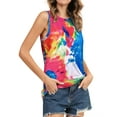 thumbnail image 6 of Women Crew Neck Twisted Hem Tie Dyed Print Tank Top, 6 of 7