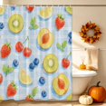 thumbnail image 3 of Colorful Fruits Shower Curtain, Waterproof Shower Curtains for Bathroom, Elegant Pastoral Farmhouse Art Washable Fabric Bathtub Curtain Set Bath Decor with 12 Hooks 72"x78", 3 of 8