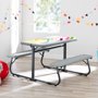 Your Zone Folding Kid's Activity Table with Two Benches, Soft Silver