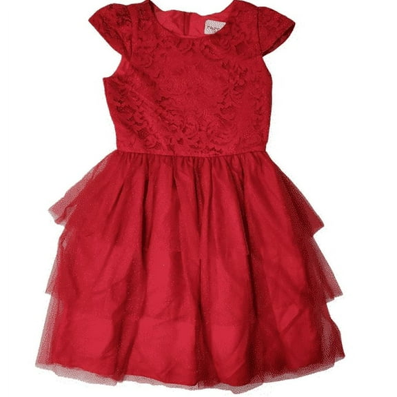 Rare Editions Girls Special Holiday Occasion Dress Red Glitter