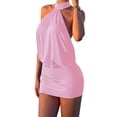 thumbnail image 2 of Women's Halter Mini Dress Y2k Backless Bodycon Club Night Cocktail Dresses Pink M, 2 of 8