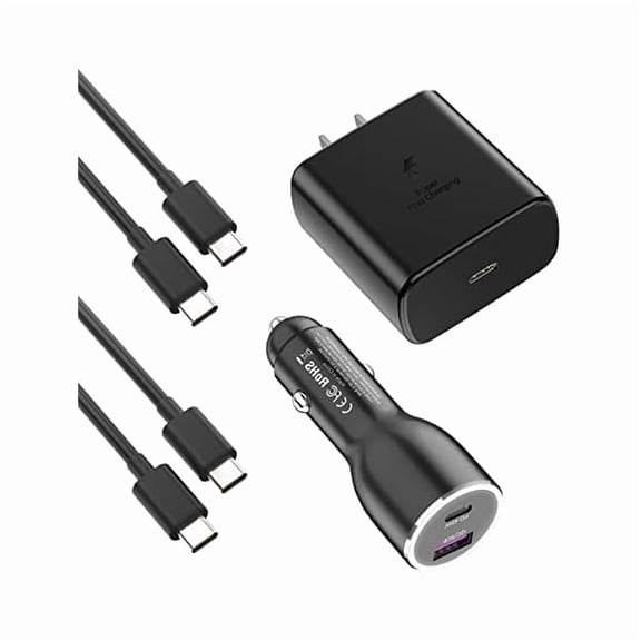 45W Super Fast Charger USB Type C Combo Kit Wall/Car Charger PD PPS for Samsung Galaxy S25 S24 S23 S22 Ultra Plus S21 S20 A25 A15 A53 A52 5G iPhone 16 15 Pro Max iPad MacBook 3.3ft/6.6ft 5A Cable