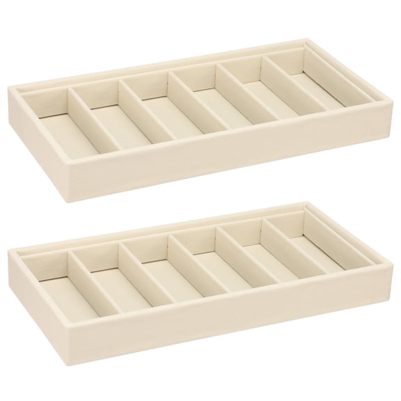 Threns Sunglass Organizer,Velvet Glasses Trays,Eyeglasses Watches Jewelry Display,Glasses Storage Holder Box for Men Women,6 Grids,2 Pack,Beige