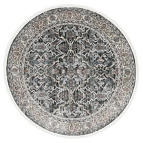 SAFAVIEH Artifact Aubrey Floral Polyester Area Rug, Charcoal/Gray, 4' x 4' Round
