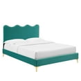 thumbnail image 2 of Modway Current Performance Velvet Full Platform Bed in Teal, 2 of 10