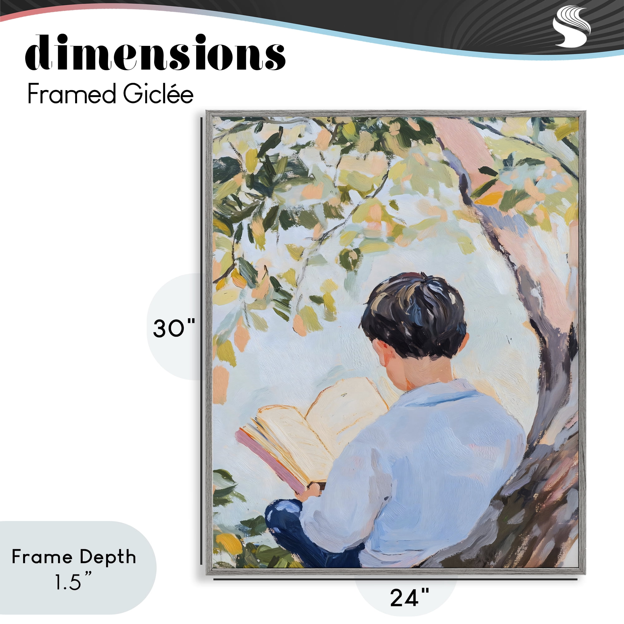 Stupell Industries Boy Reading in Nature Gray Framed Giclee Art, design by The Prints Vibe