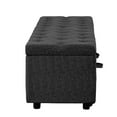 thumbnail image 4 of 60 Inch Modern Pull Out Storage Bench, Textured Dark Gray Fabric, Button Tufting, Lift Top, 4 of 5
