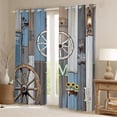 thumbnail image 2 of Feelyou Blue Lake House Black Out Curtains for Kids, Rustic Farmhouse Curtains Pack of 2 (42x63 Each), Western Wooden Plank Bedroom Curtains, Living Room Curtains Decor, 2 of 6