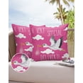 thumbnail image 6 of Pack of 2 Outdoor Pillow Covers, White Stork A Special Delivery Pink Waterproof Square Throw Pillowcase Cushion Decorative Pillow Covers for Couch Patio Tent, 16x16 in, 6 of 6