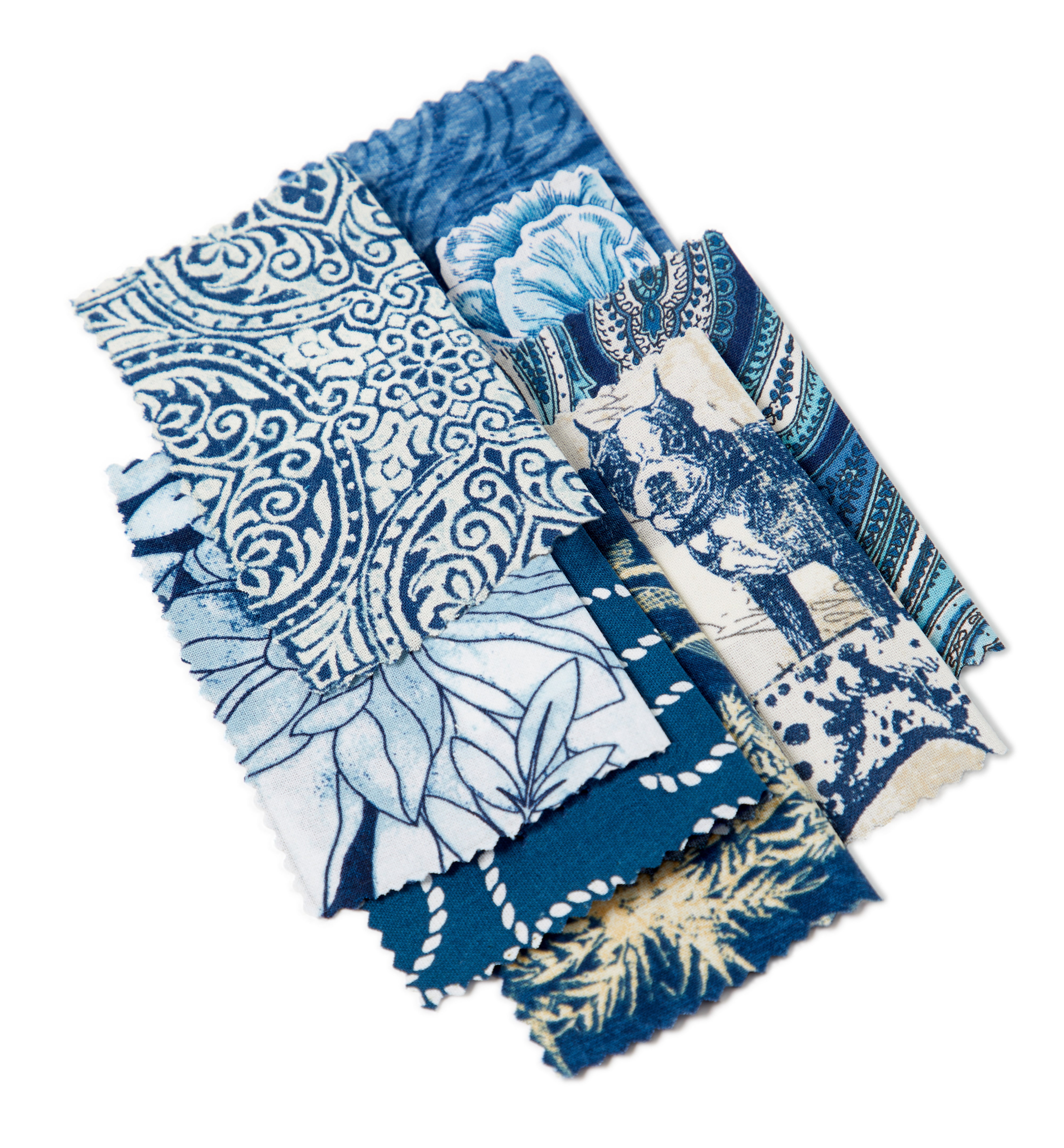 Waverly Inspirations By the Yard 100% Cotton Fabric Garden Paisley, Blue and White, 44" Wide for Quilting & Sewing