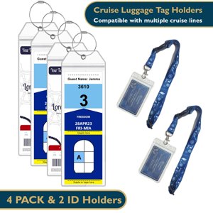 ComfiTime Cruise Luggage Tag Holder Set, Waterproof Clear
