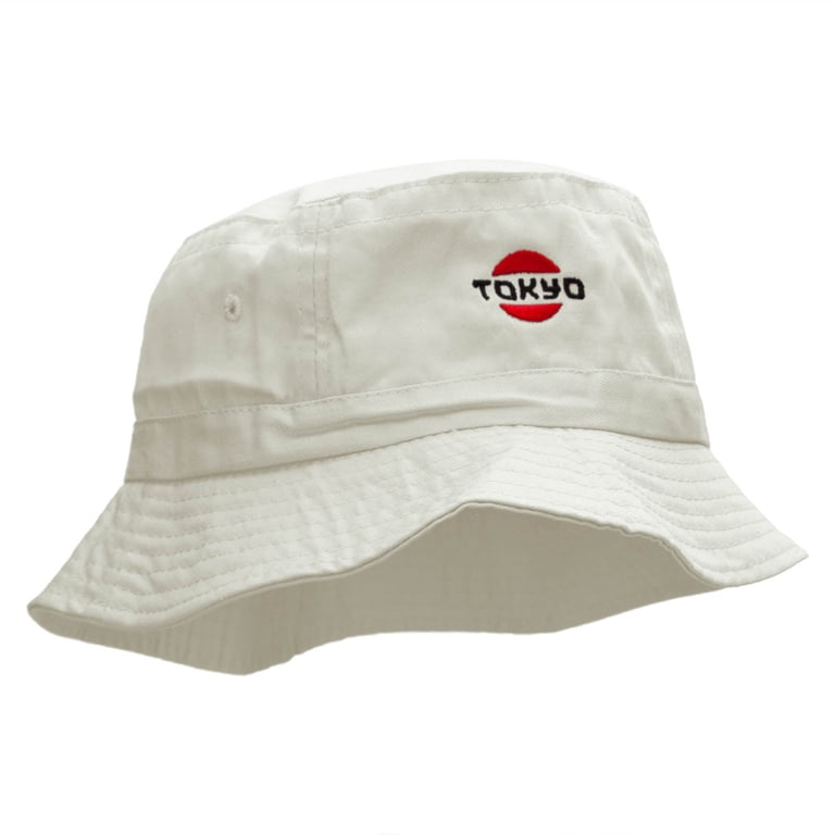 Tokyo logo Embroidered Bucket Hat - White OSFM - Walmart.com