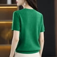 thumbnail image 4 of Lumtrix Short Sleeve Sweater for Women 2026 Spring Summer Crew Neck Eyelet Knit Shirts Loose Fit Lady Casual Blouse Tunics Dark Green 2XL, 4 of 6