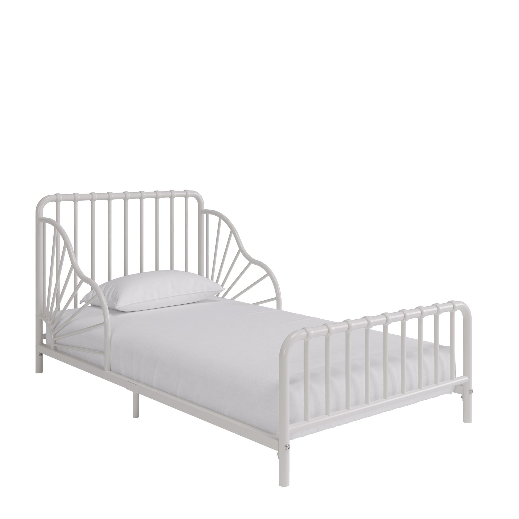 Little Seeds Quinn Whimsical Metal Toddler Bed, White