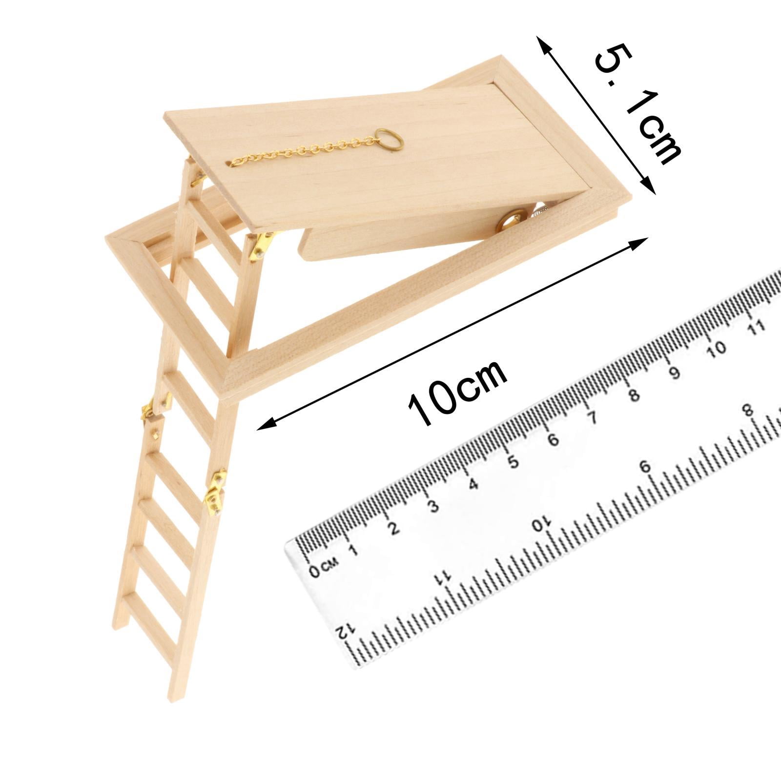 Set Miniature Bois : 1 Escalier + 2 Échelles Pour Maison De Poupée – Déco Artisanale En Bois Naturel