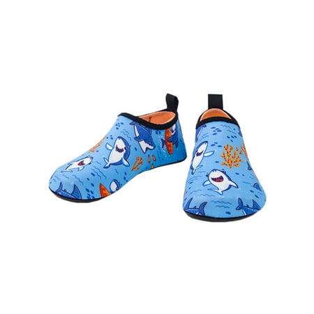 

Gomelly Girls Boys Water Shoes Barefoot Aqua Socks Slip On Beach Shoe Anti-Slip Flats Kids Children Little Shark 10C-11C