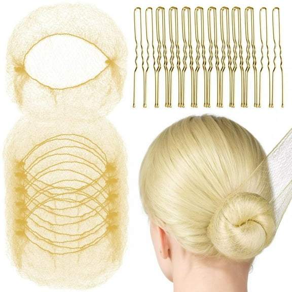 Hair Net 50Pcs Packed Individually Elastic Nylon Edge Hair Nets Matching Clip for Buns Food Service Dancer(Blonde)