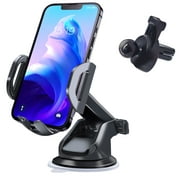 Car Phone Holder, Huryfox Universal Cell Phone Stand Mount for Dashboard & Windshield & Air Vent Car Accessories with Suction Cup Base and Telescopic Arm for iPhone, Samsung, Google, Huawei