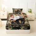 thumbnail image 4 of Manfei Brown Bear Twin Sheets,Geometric Plaid Bedding,Green Brown,3 Pieces,1 Fitted Sheet and 1 Pillowcase, 4 of 6