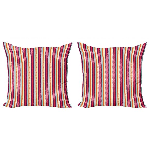 Ambesonne Colorful Throw Pillow Cover 2 Pack, Lines Torn Effect, 16", Multicolor