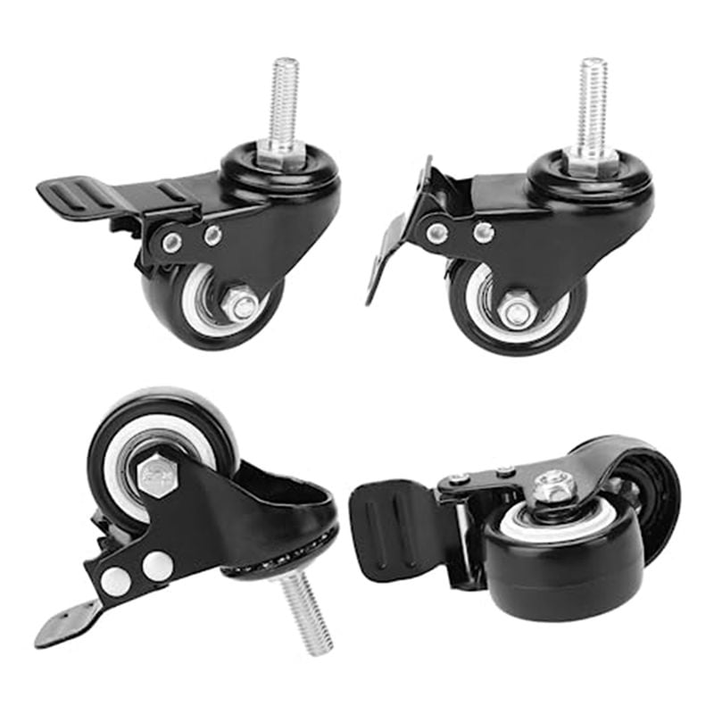 Casters Wheels, Casters Set of 4 Heavy Duty - Threaded Stem Mount (5/16in) Swivel Casters with Brake, for Cart Furniture