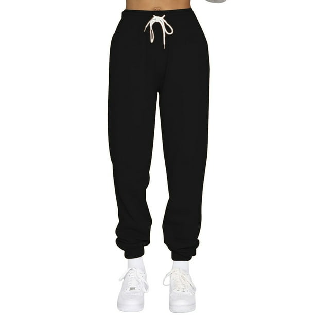 MAWCLOS Ladies Jogger Set Hoodies Sweatsuits Long Sleeve Two Piece Outfit  Pullover Fall Solid Color Hooded Sweatshirts And Sweatpants Black XL 