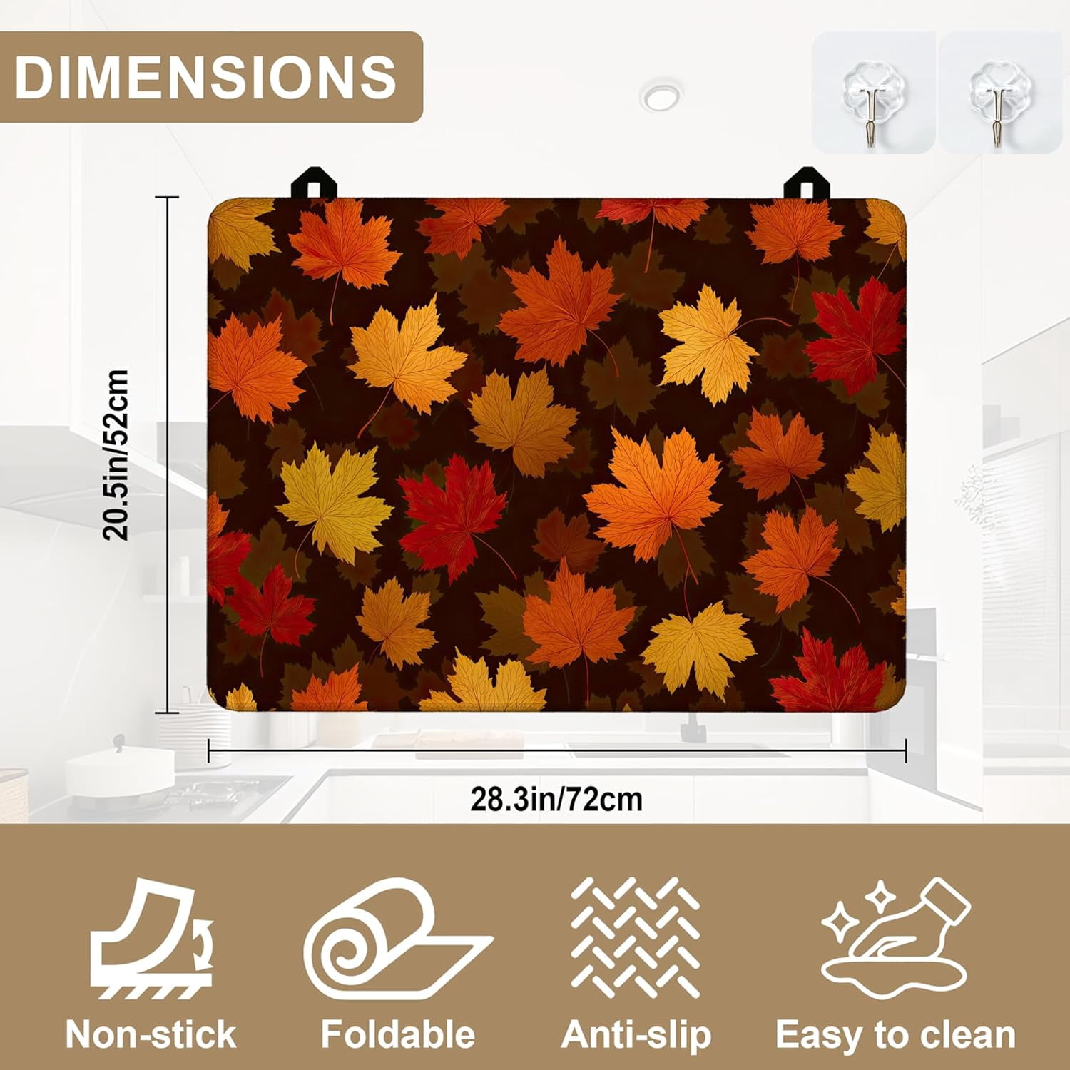 Stove Top Covers for Electric Stove,Maple Leaf Autumn Heat Resistant Glass Cooktop Cover Protector for Kitchen Ceramic Countertop Dish Drying Mats 28.5“ x 20.5“