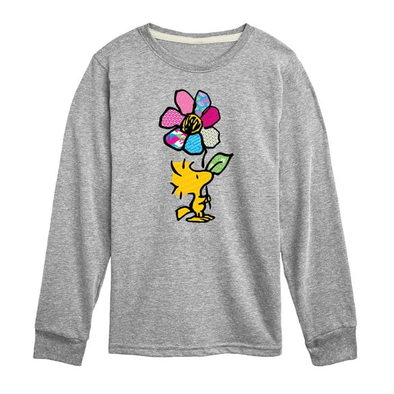 Peanuts - Woodstock With Flower And Pattern - Toddler And Youth Long Sleeve Graphic T-Shirt