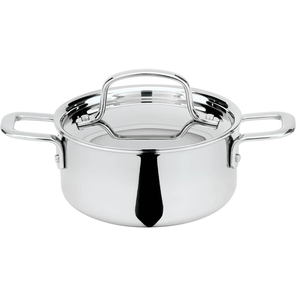 Paderno World Cuisine Series 2500 Sauce Pot and Lid, Triply, 0.7 Qt