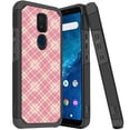 thumbnail image 1 of ANJ+ Slim Dual Layer Hybrid Shockproof Case + Tempered Glass Cover for Cricket Icon 3, Splendor, AT&T Motivate 2 - Pink Checkers, 1 of 3