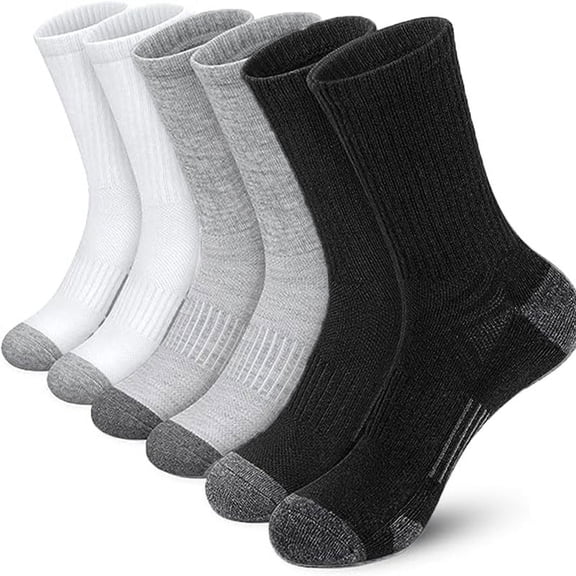 6 Pairs Mens Breathable and Soft Sports Socks Anti Silp Sweat-Wicking Crew Socks