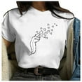 thumbnail image 5 of Women Summer Tops Women Basic T Shirt Print Crew Neck White Tops Casual Loose Short Sleeve Blouse Sports Shirt Women's Hoodie Us Loose Comfy Ladies Baseball Shirts Work Out Shirts Silver M, 5 of 5