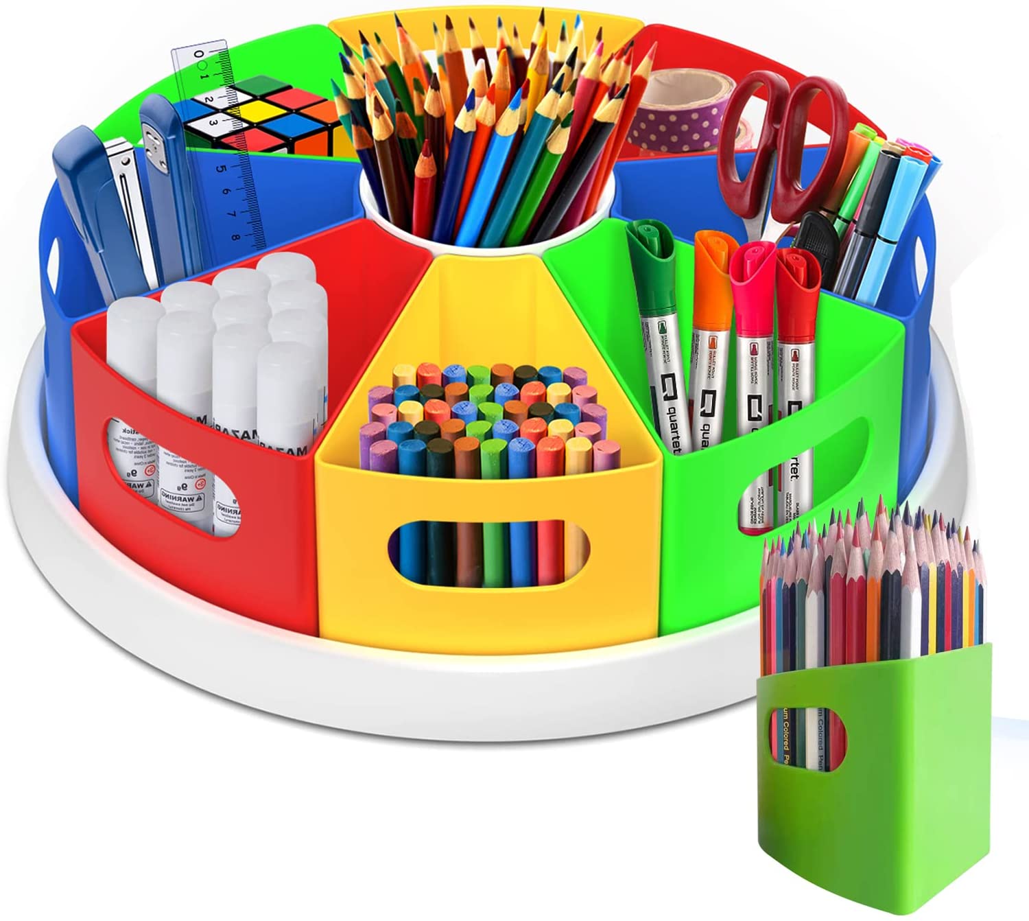 TLC Depot Rotating Art Supply Desk Organizer,Pencil Holder Organizer,  Desktop Storage Caddy, 360 Degree Spinning