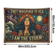 thumbnail image 3 of I Am The Storm Witchy Feminist Vintage Tapestry, Ocean Floral Inspirational Wall Decor for Bedroom Dorm Living Room, 3 of 5
