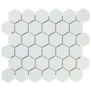 SomerTile Metro Hex 2 in. Matte White 11 -1/8 in. x 12-5/8 in. x 6 mm Porcelain Mosaic Tile (9.96 sq. ft. / case)