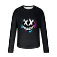 thumbnail image 4 of Yaoyar Men's Fashionable Printed Top With Long Sleeved Round Neck Crewneck Halloween Smiling Face Printed Sweatshirt,Black,L, 4 of 4