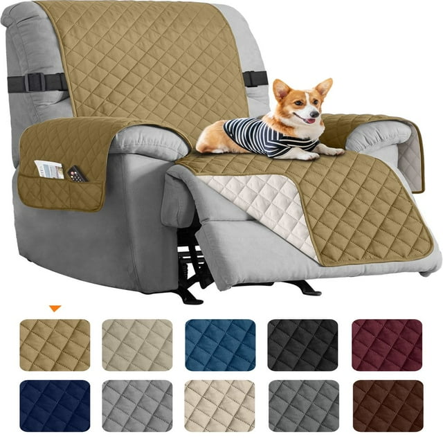CHOK 2024 Recliner Chair Cover Reversible Small Recliner Slipcover for Dogs Seat Width to 25 Inch Washable Couch Cover with Elastic Straps for Kids and Pets(Small Recliner Coffee)